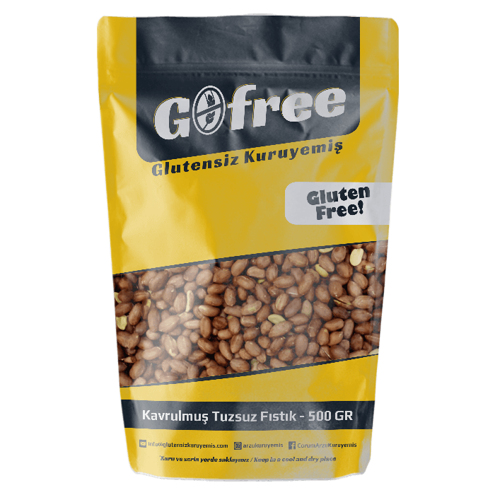 Glutensiz Kavrulmuş Tuzsuz Fıstık - 500 GR